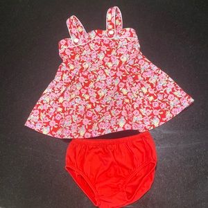 Janie And Jack- Red Floral Dress and Bloomer set- Size 6-12 mo